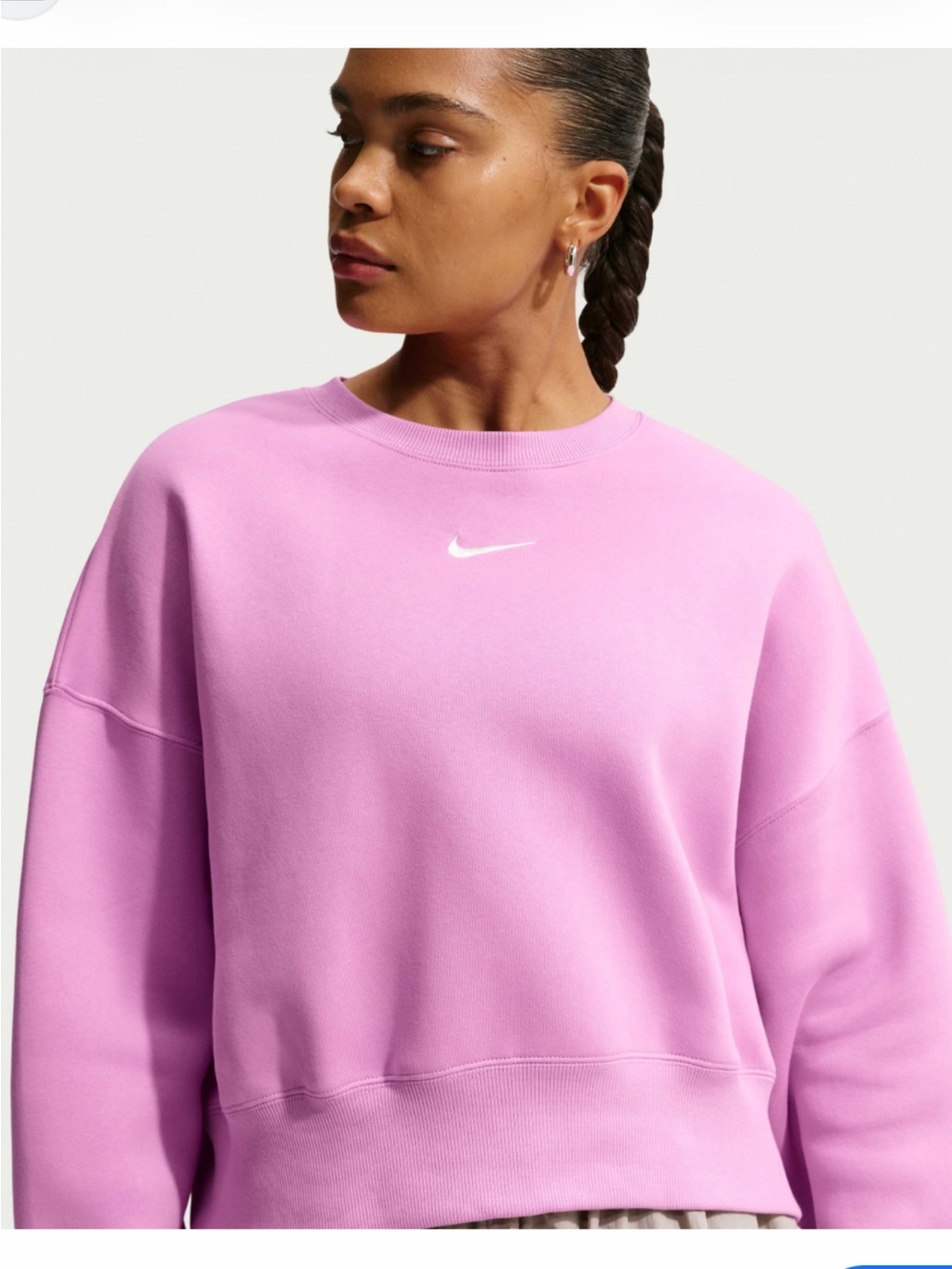 Nike Hot Pink Phoenix Fleece Oversized Cropped Crewneck Sweatshirt Size Large
